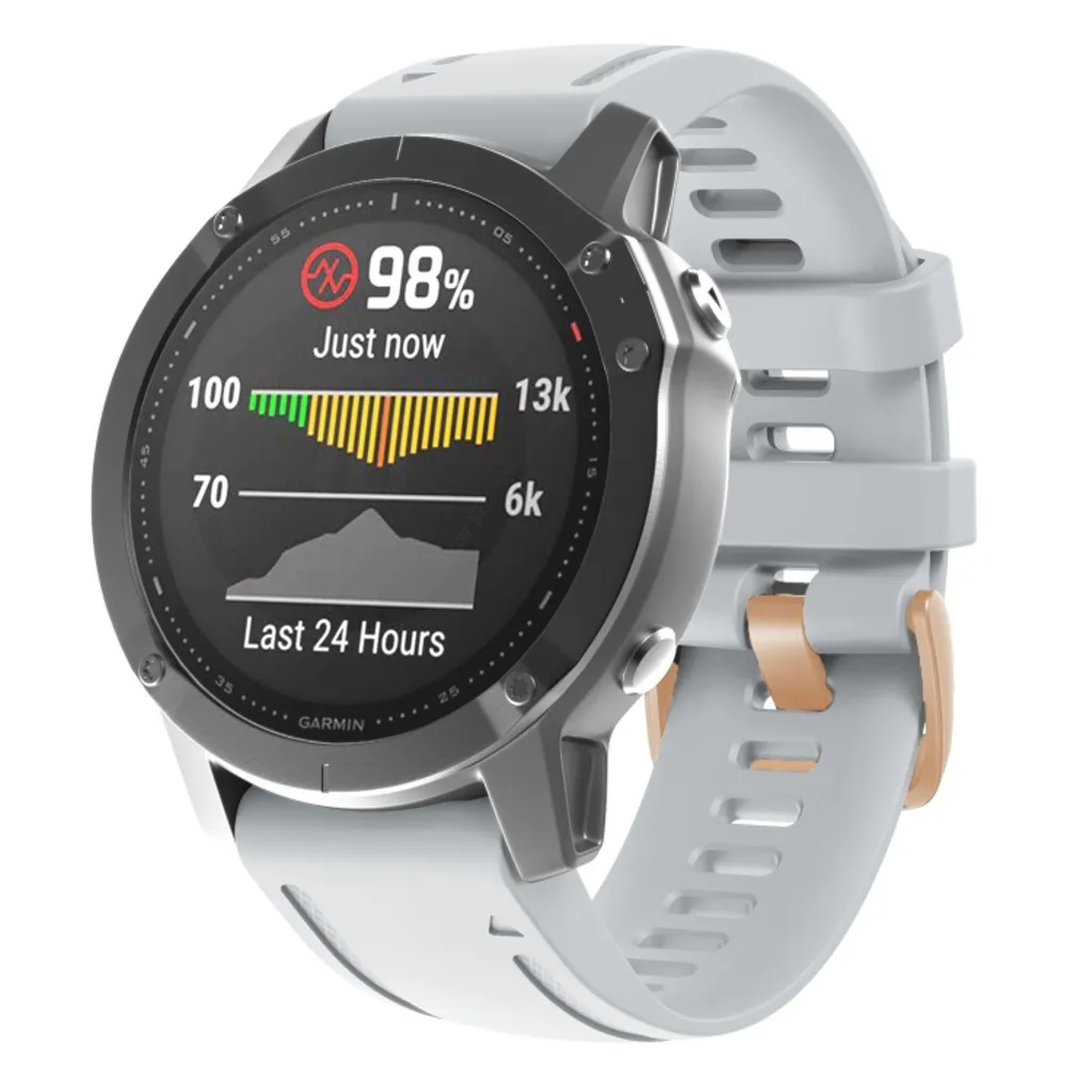 Garmin Fenix 7S / 6S Pro / 5S Plus Klokkereim i Silikon – Hvit v:3185974