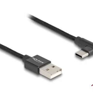 Delock USB-A til USB-C-kabel vinklet, 1 m – svart v:7474365
