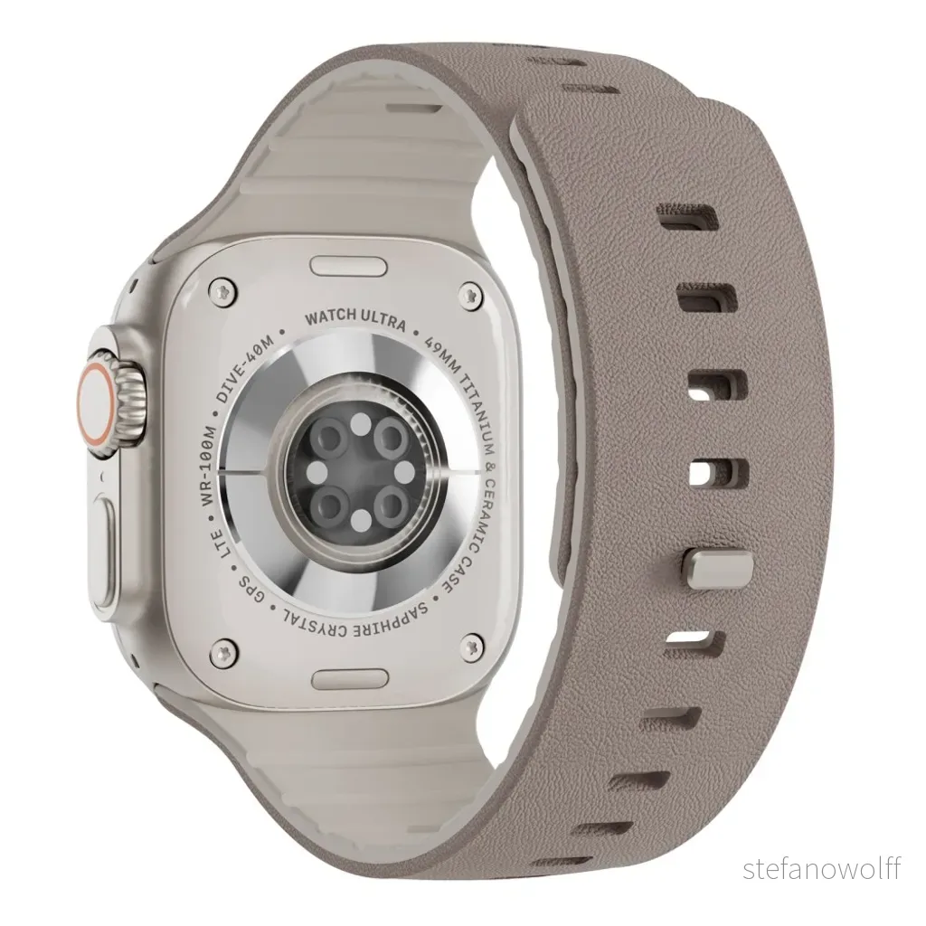 Apple Watch 49/46/44/42mm Teksturert silikon klokkerem – Grå/hvit v:2423977