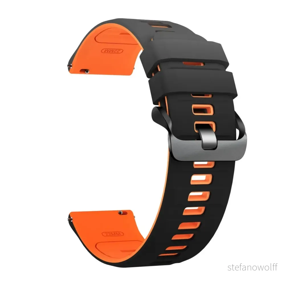 Huawei Watch GT5/GT5 Pro/Galaxy Watch3 osv. Klokkereim Silikon – Svart/Oransje v:3676262