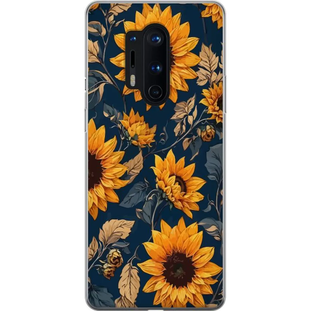 OnePlus 8 Pro Gjennomsiktig Telefondeksel Solrosor v:9721469