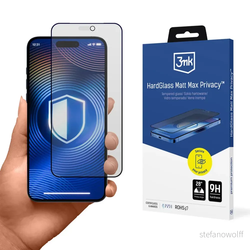3mk HardGlass Matt Max Privacy Skjermbeskytter til iPhone 18 Pro/17 Pro v:9530977